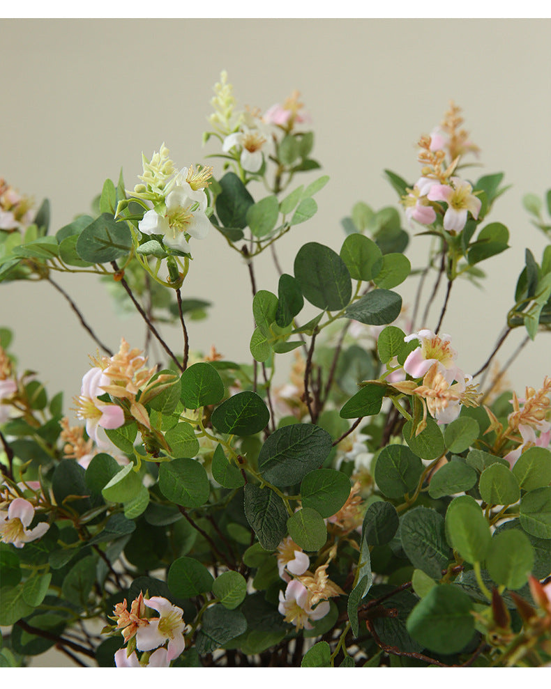 Fleur artificielle Clematis, tige unique avec 3 fleurs en tissu soyeux 52cm, décoration d'intérieur style champêtre