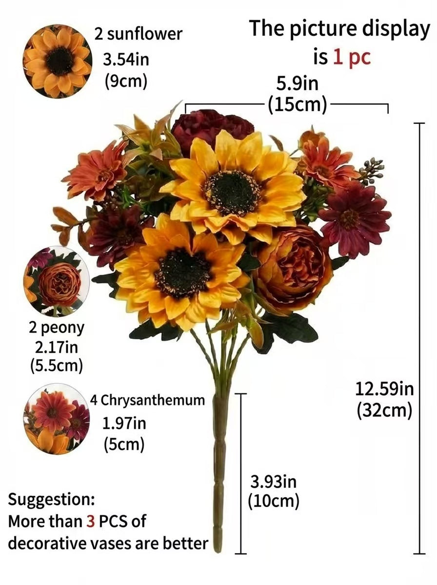 Bouquet de tournesols artificiels, 6 fleurs, 32 cm, décoration intérieure, mariage, ins moderne