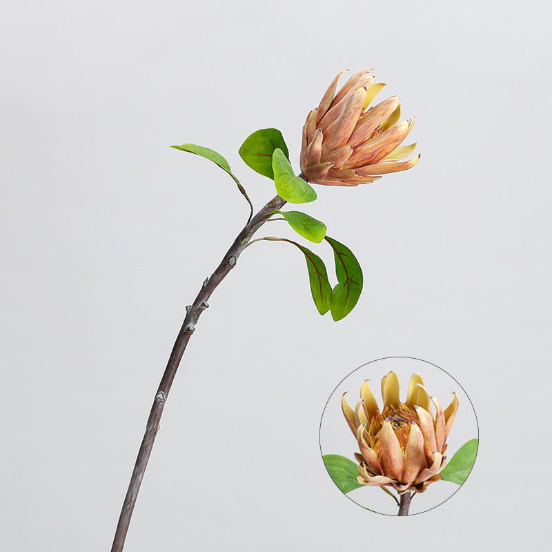 Fleur artificielle haut de gamme Protéa royale d'Afrique du Sud, tige unique de 63 cm, décoration intérieure et mariage