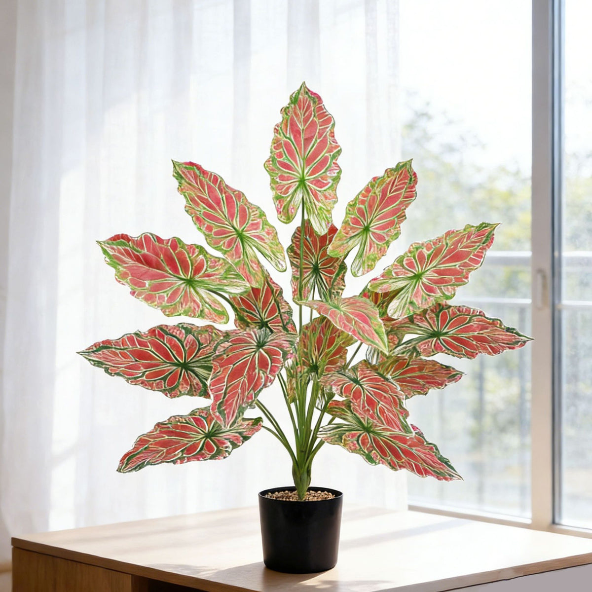 Plante artificielle Alocasia (faux bambou chanceux), 60 cm, décoration intérieure style nordique, pour mariage, bureau et hôtels