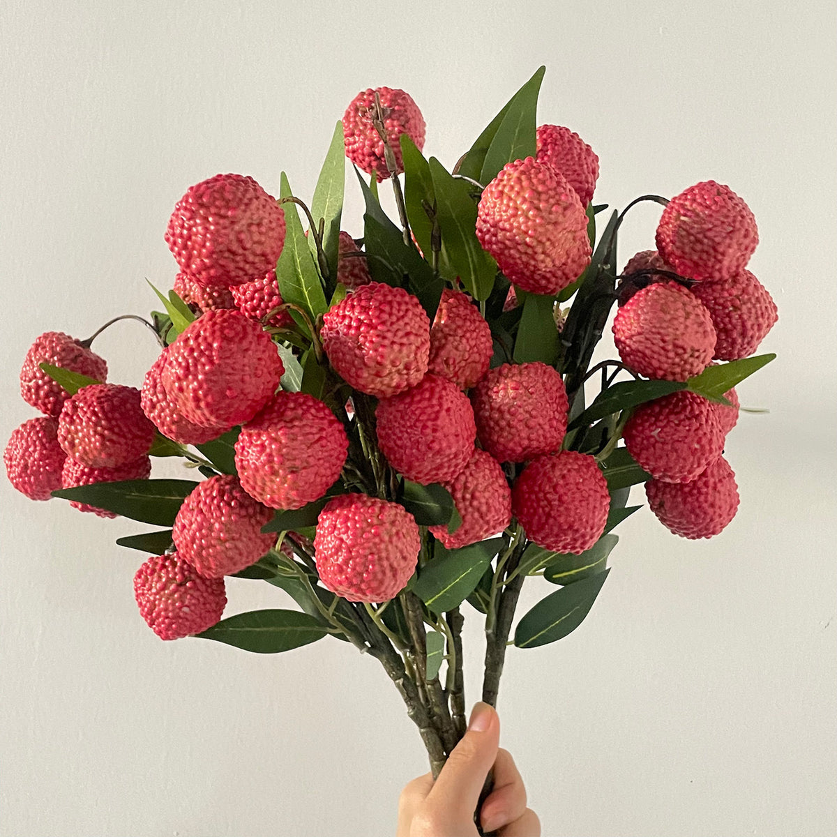 Branche artificielle de litchis, décoration de table élégante, 45 cm, 9 fruits, style provençal, pour mariage, hôtel ou maison