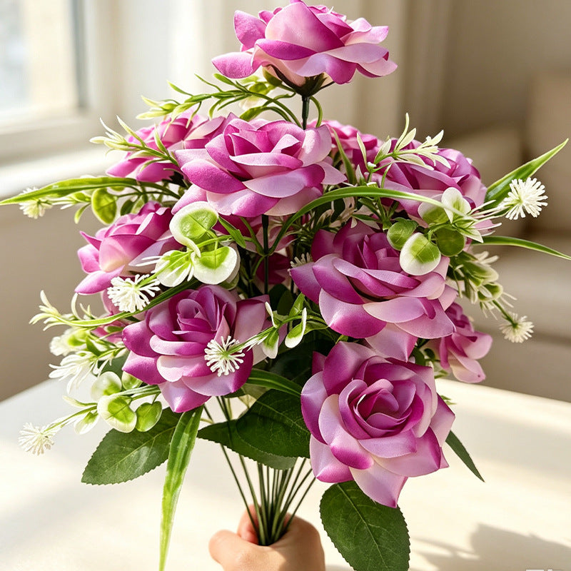 Bouquet de 18 roses artificielles réalistes 40 cm, décoration élégante pour mariage, maison, extérieur, commerce