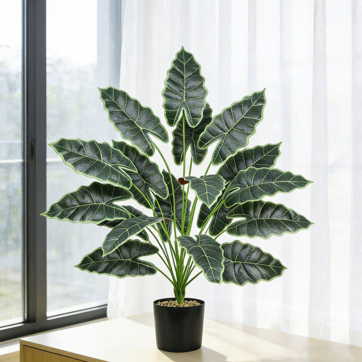 Plante Artificielle Alocasia, Décoration d'Intérieur et d'Extérieur, 60 cm, Style Scandinave
