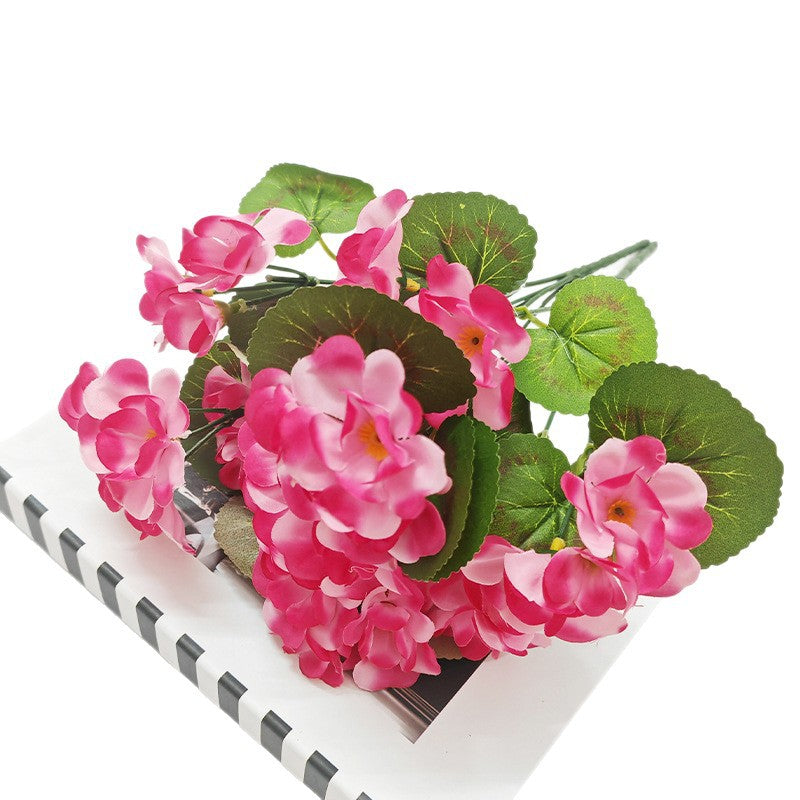 Fleurs artificielles géraniums, bouquet de 5 fleurs, 34 cm, idéal pour décoration intérieure et extérieure