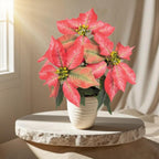 Plante artificielle Poinsettia avec 5 fleurs, 30 cm, plastique, décoration de Noël, intérieur/extérieur