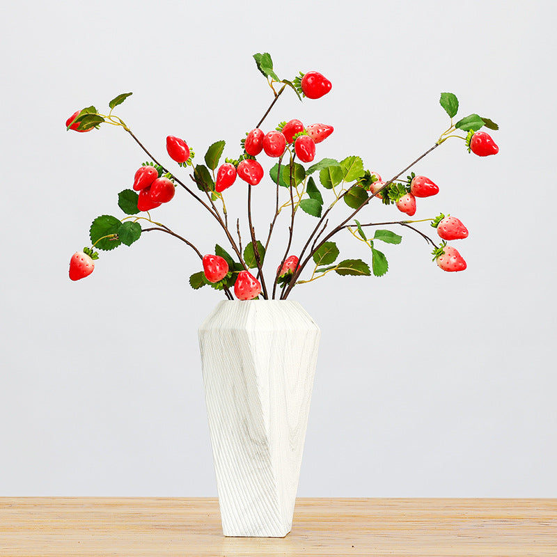 Branche artificielle de fraises, 72 cm, 8 fruits, décoration intérieure élégante