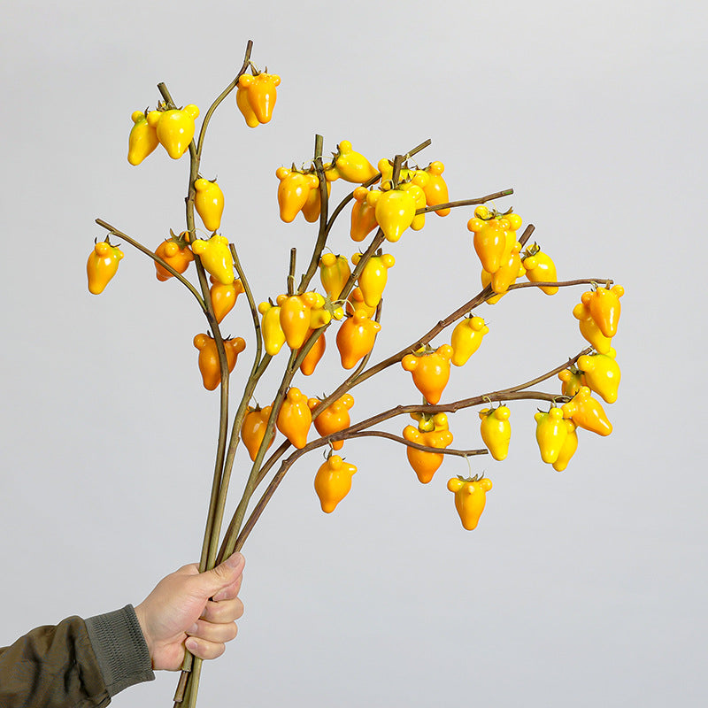 Tige unique de fruits décoratifs, 10 fruits miniatures, style champêtre, 66 cm, idéal pour décoration intérieure