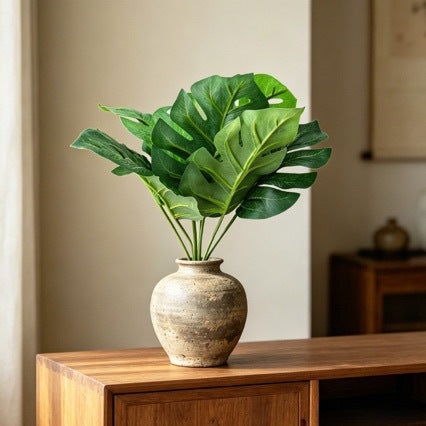 Plante Artificielle 9 Têtes de Monstera, Feuillage Réaliste pour Décoration Intérieure et Extérieure, Mariage, Événements