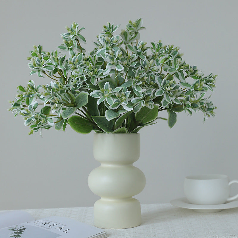 Feuilles artificielles de menthe avec bordure argentée, 47 cm, pour mariages et extérieurs