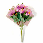 Bouquet de 10 fleurs artificielles de Cattleya, style champêtre, 30 cm, tissu soyeux, décoration intérieure