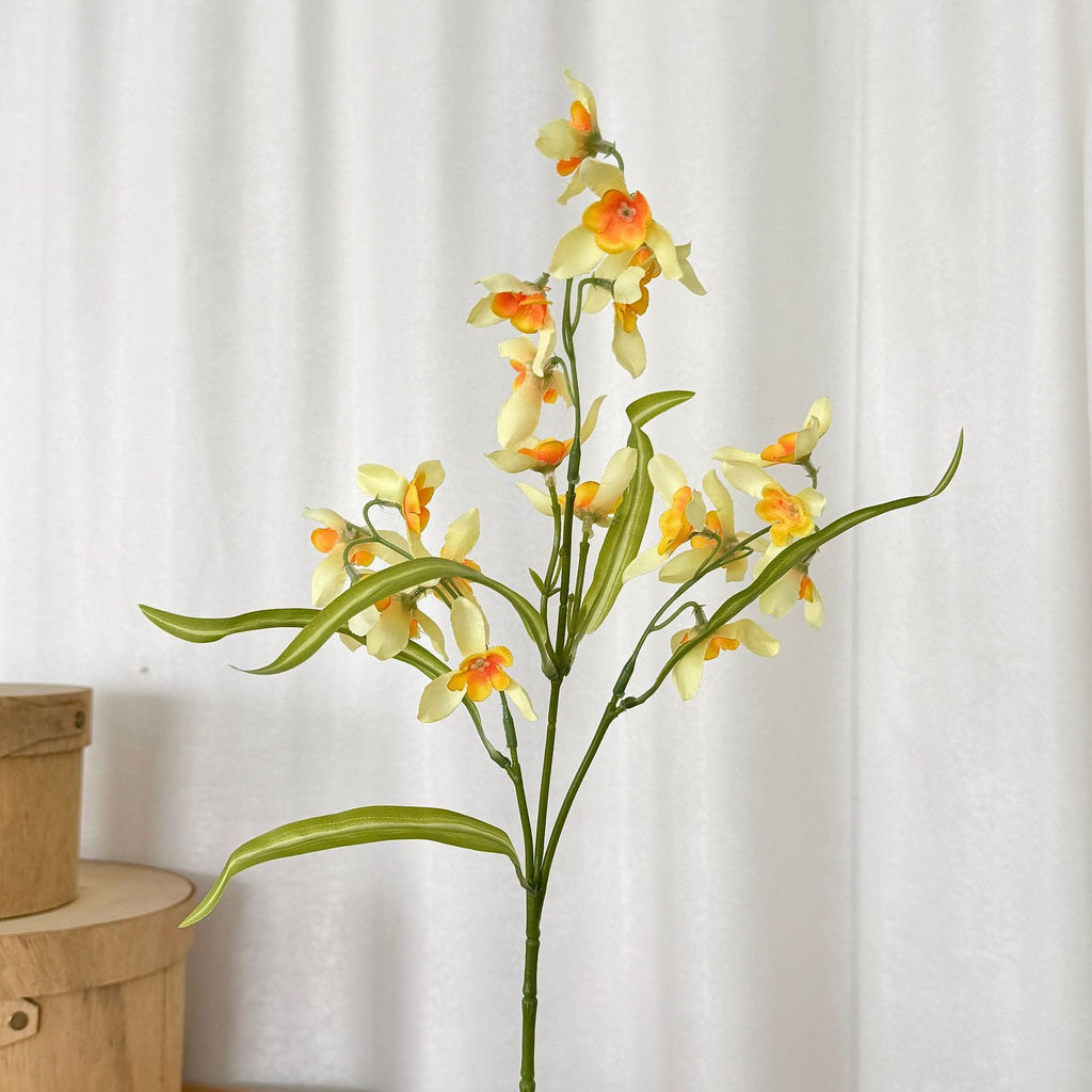 Fleur artificielle orchidée Cymbidium, tige unique, 50 cm, décoration intérieure élégante