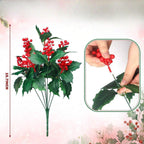 Décoration de Noël, Branche Artificielle en Soie avec Baies Rouges, 40 cm, pour Intérieur, Fêtes et Cadeaux