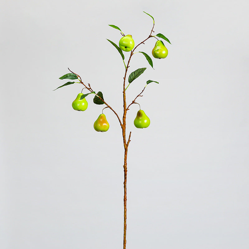 Branche décorative en mousse avec poires en faux fruits, 98 cm, décoration d'intérieur élégante, pour maison, hôtel ou mariage