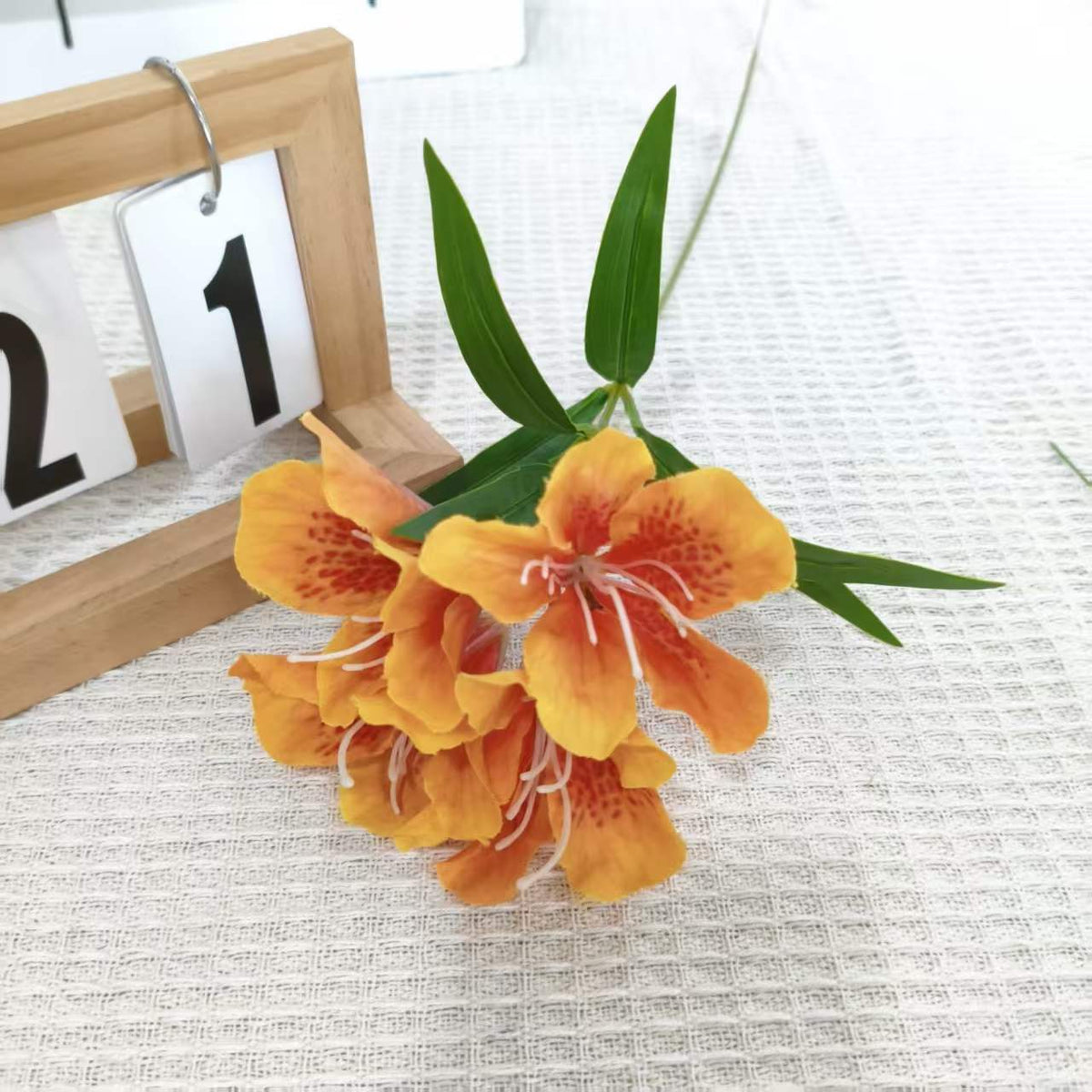 Fleur artificielle Rhododendron, 3 fleurs sur une tige de 70 cm, tissu polyester soyeux, décoration intérieure