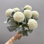 Fleur artificielle Chrysanthème Boule, Tige Unique, 37 cm, Polyester Soie, Décoration Intérieure, Mariage, Bureau
