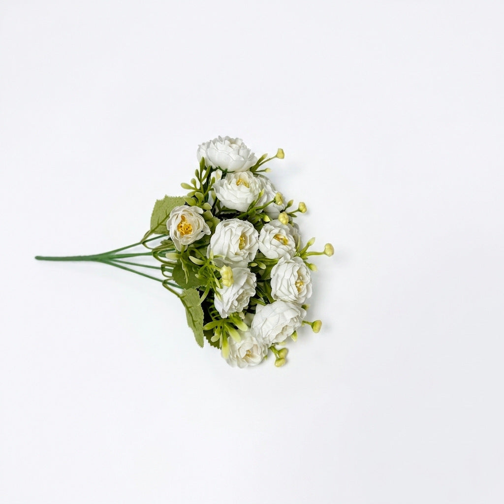 Bouquet de roses artificielles en tissu soyeux, 15 fleurs, 34 cm, décoration intérieure, mariage