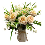 Bouquet de 18 roses artificielles, 40 cm, style champêtre moderne, décoration intemporelle pour mariage, maison et commerce