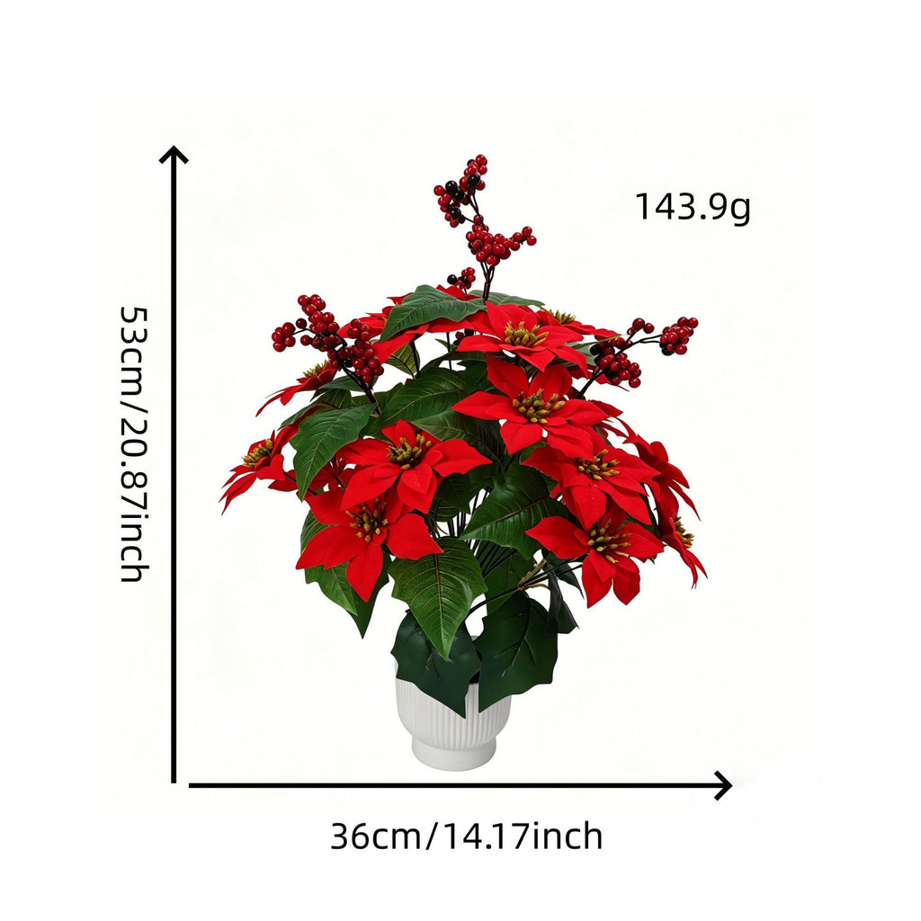 Bouquet artificiel de poinsettias en velours, 53 cm, décoration de Noël et fêtes, intérieur chic
