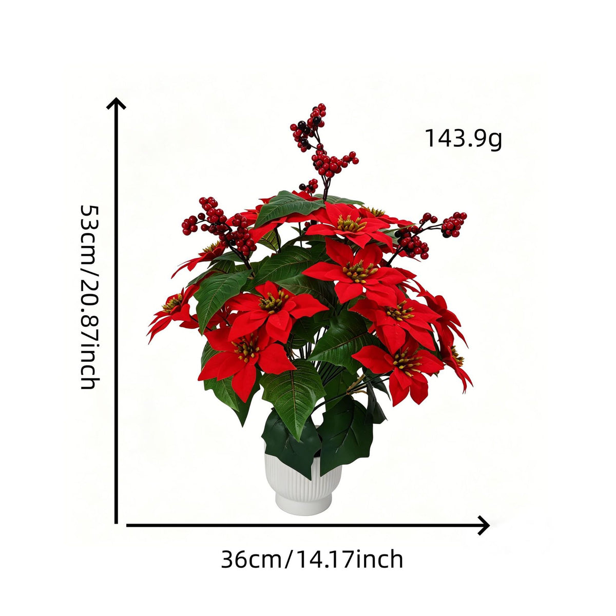 Bouquet artificiel de poinsettias en velours, 53 cm, décoration de Noël et fêtes, intérieur chic