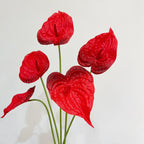 Fleur artificielle en PU, Anthurium rouge, tige unique, 56 cm, idéal pour mariages et décoration intérieure
