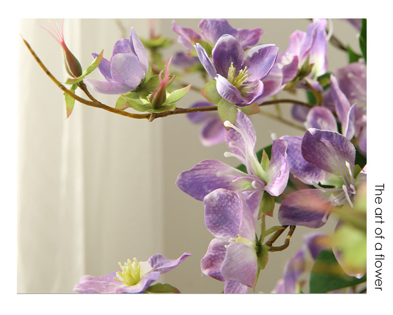 Fleur artificielle Jasmin de Madagascar, tige unique avec 9 fleurs, 80 cm, tissu soyeux, décoration intérieure