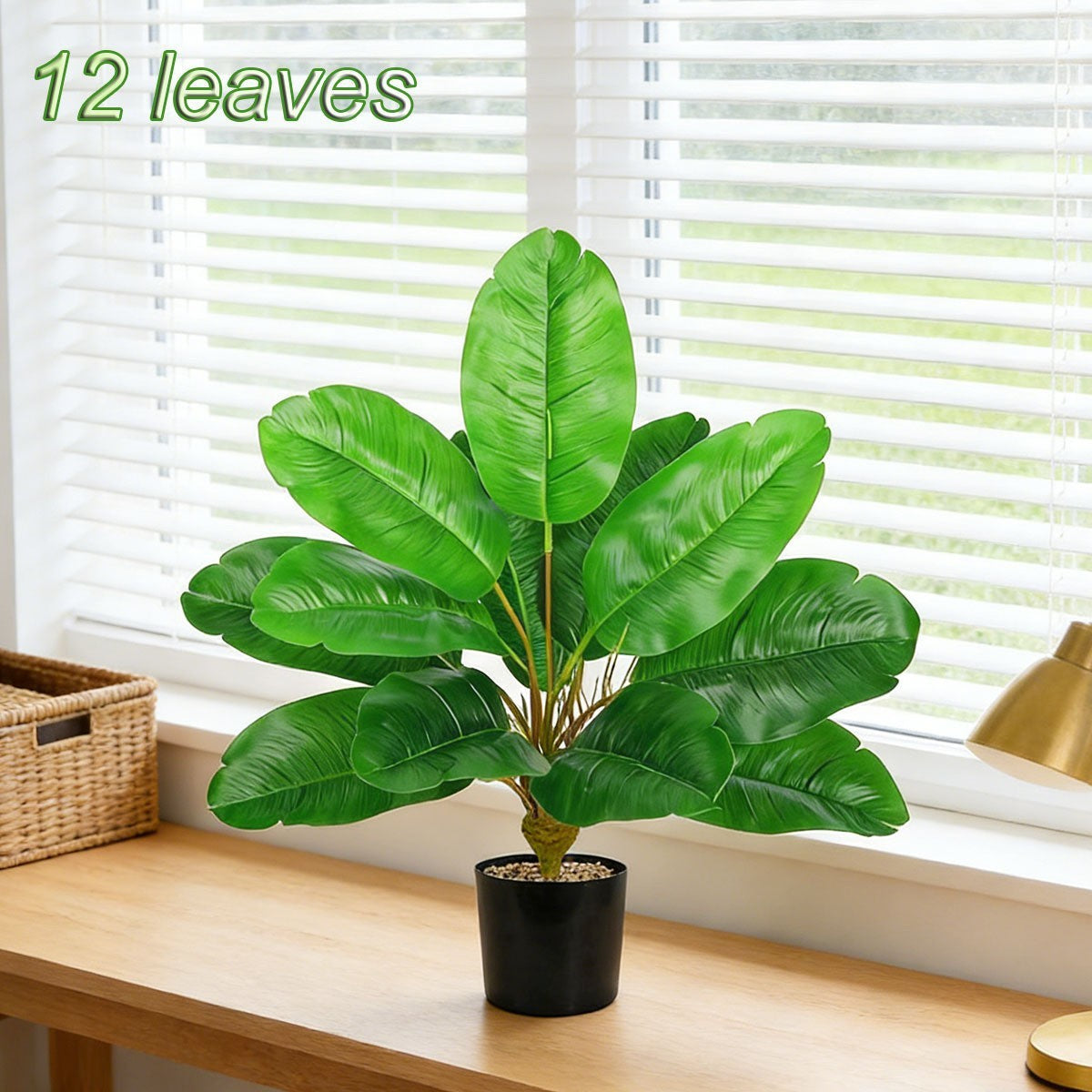 Plante artificielle de Ravenale, 43 cm, 12 feuilles, décoration intérieure et extérieure