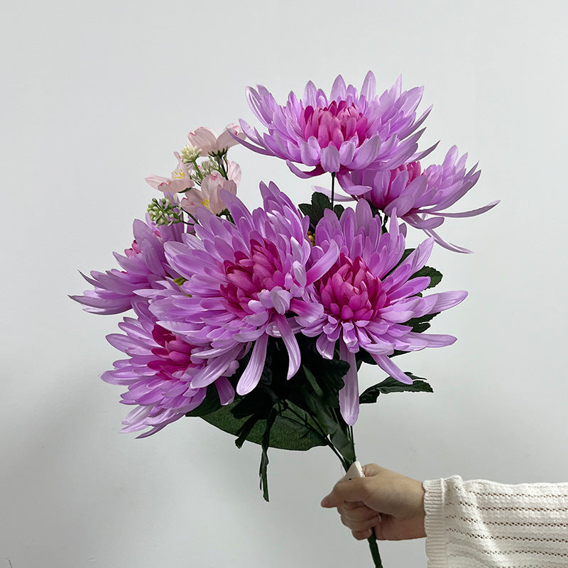 Bouquet de Chrysanthèmes Artificiels, 52 cm, Décoration Élégante pour Mariage et Fêtes