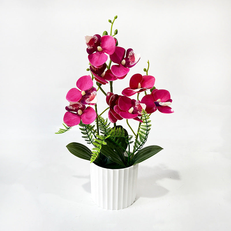 Pot de 9 orchidées papillon, plante artificielle en pot pour décoration intérieure, mariage et bureau, 31.5 cm