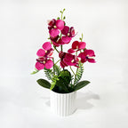 Pot de 9 orchidées papillon, plante artificielle en pot pour décoration intérieure, mariage et bureau, 31.5 cm