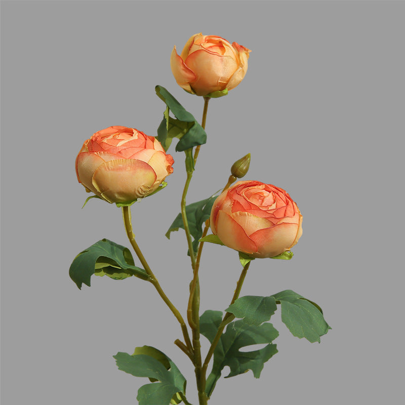 Fleurs artificielles en polyester, rosier thé à 3 têtes, 52 cm, pour décoration intérieure