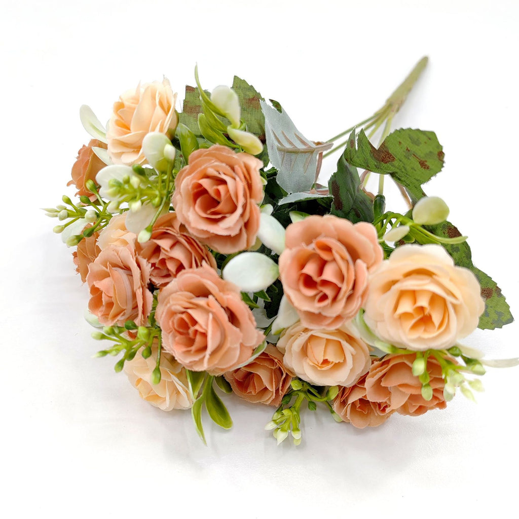 Bouquet de 15 roses artificielles en polyester, 30 cm, décoration intérieure et mariage