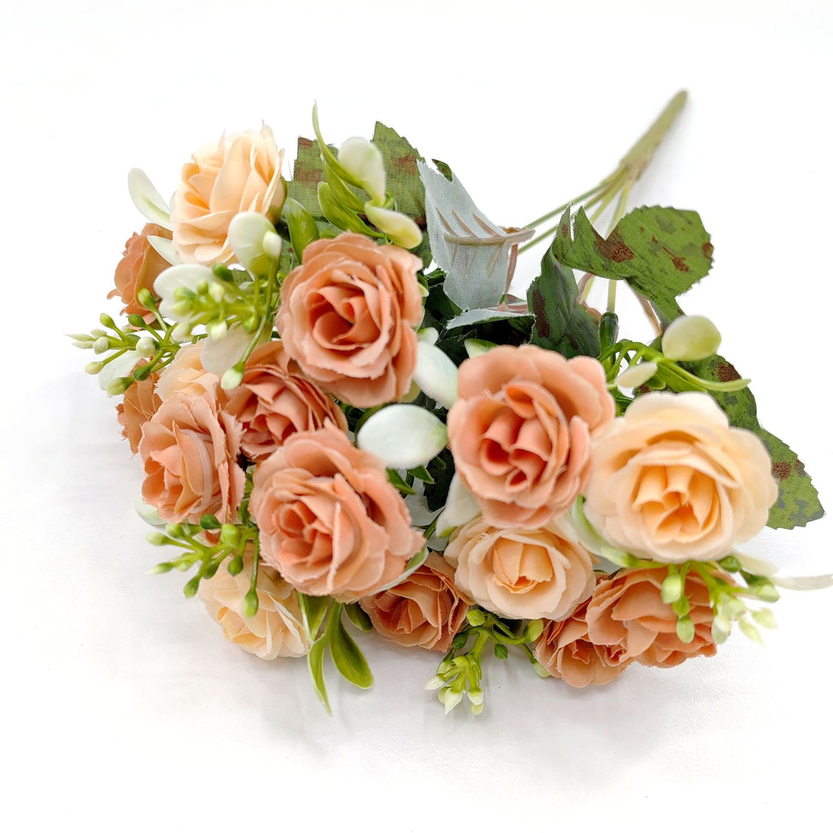 Bouquet de 15 roses artificielles en polyester, 30 cm, décoration intérieure et mariage