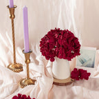 Tête de fleur d'hortensia artificiel en tissu soyeux, 28 cm, couleur bordeaux, pour décoration intérieure et mariage