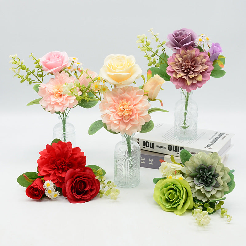 Fleurs artificielles en soie, bouquet de pivoines style champêtre, 30 cm, décoration mariage, maison et boutique, sans entretien
