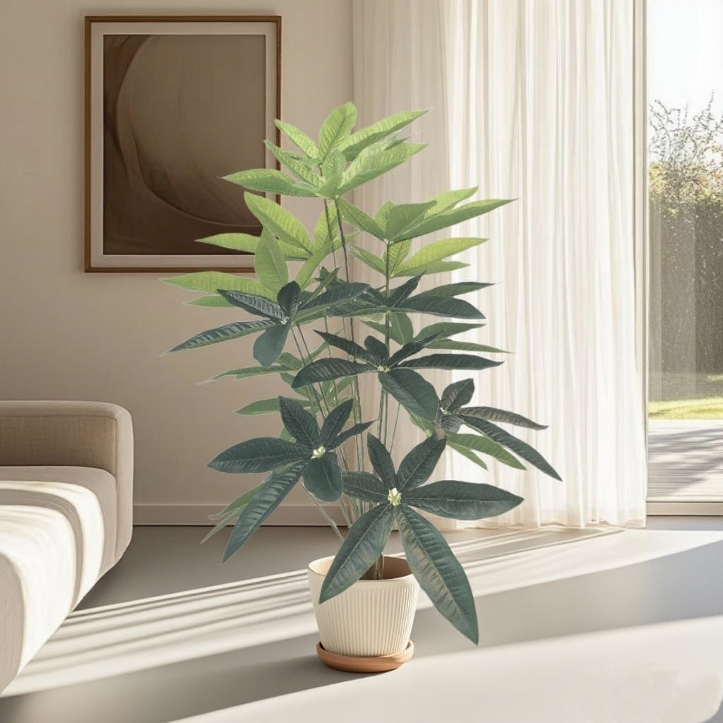 Plante Artificielle Feuille de Chance, 77 cm, Décor Moderne pour Intérieur