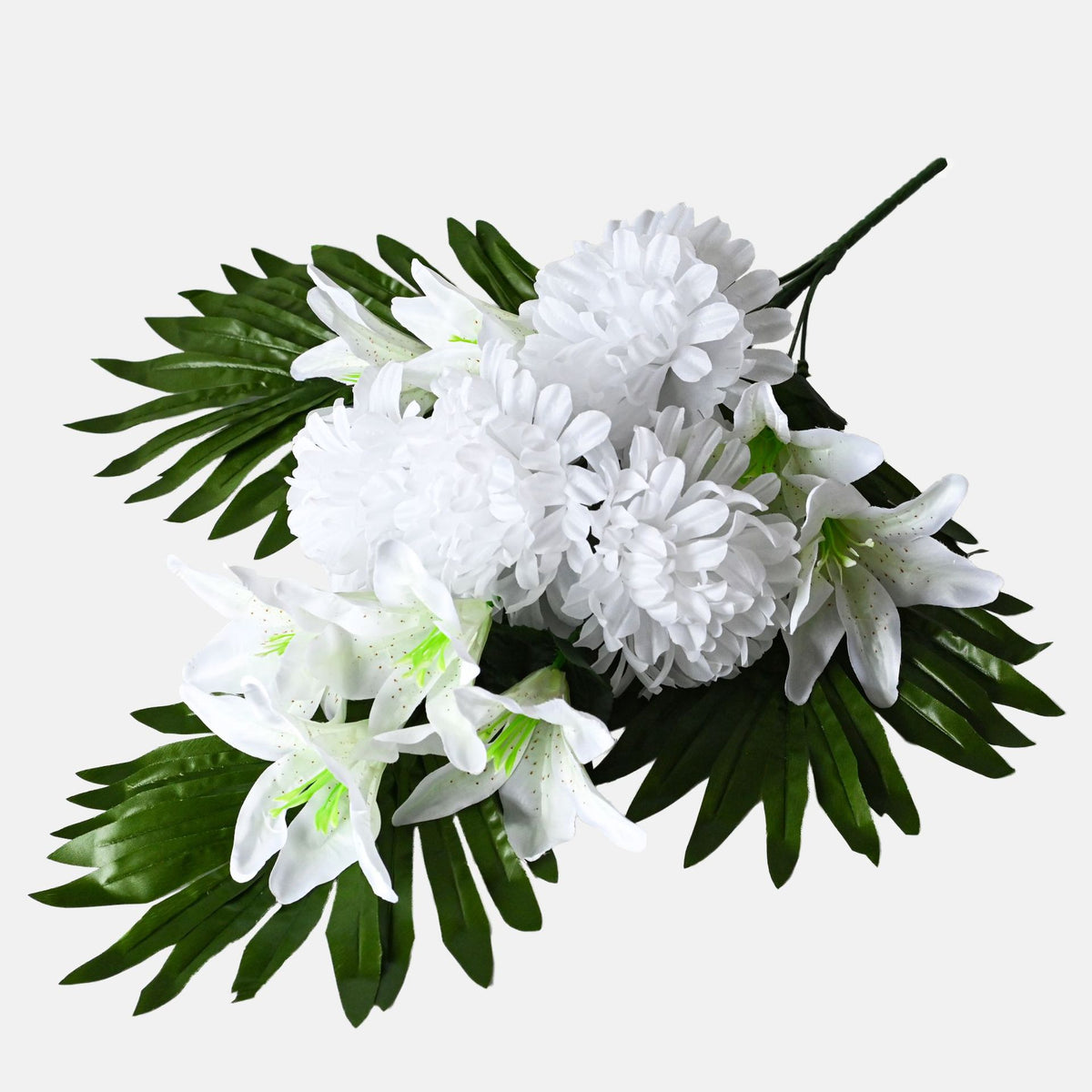 Bouquet de 12 fleurs artificielles de lys et chrysanthèmes, 56 cm, décoration extérieure