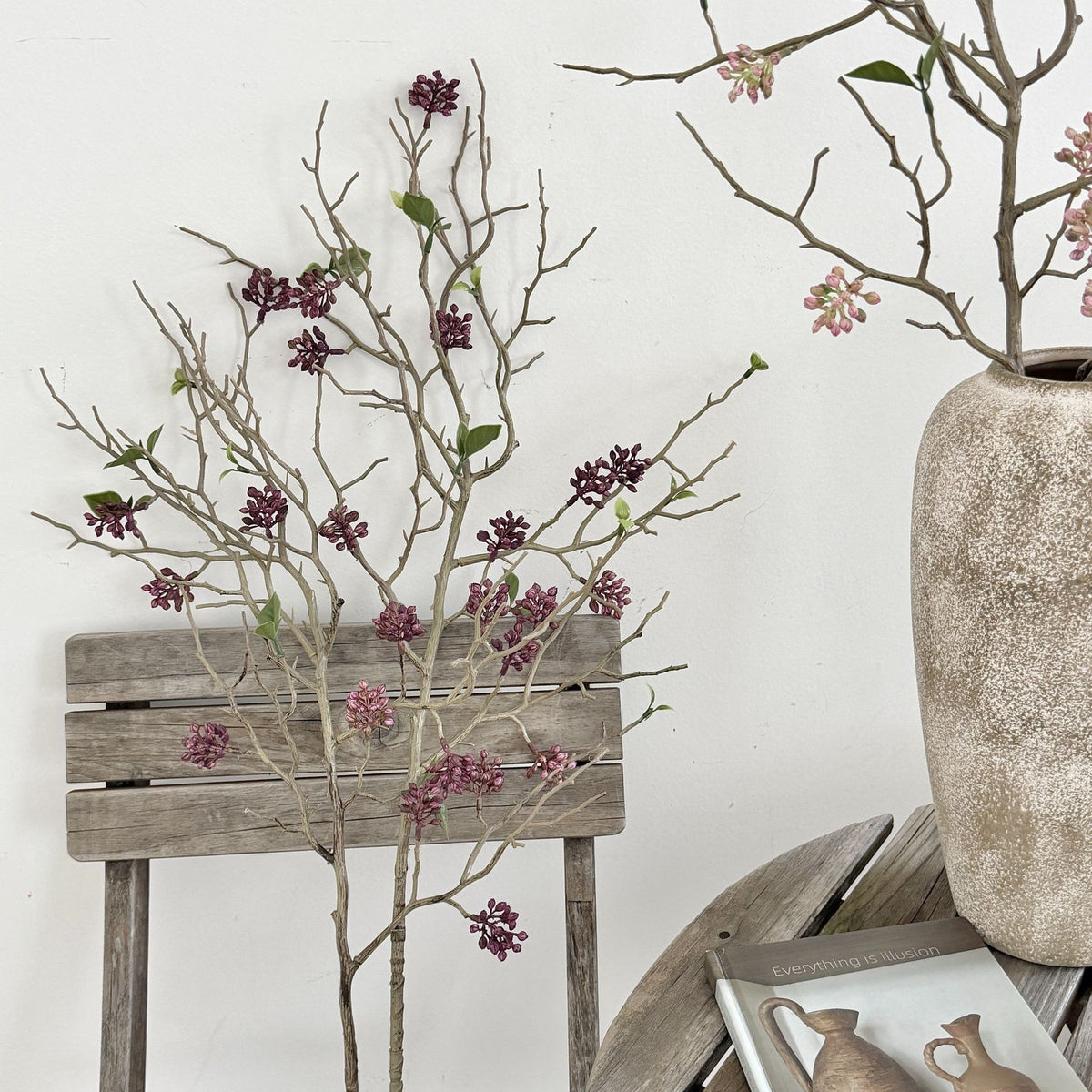 Branche de fruits secs en plastique, 12 fleurs, 80 cm, décoration intérieure et extérieure