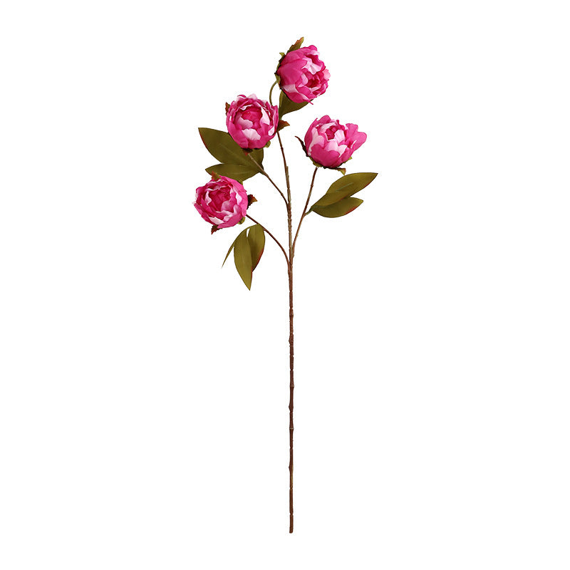 Bouquet de pivoines artificielles en soie, 4 fleurs, 73 cm, décoration élégante pour mariage, intérieur et extérieur