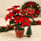 Fleur artificielle Poinsettia 5 têtes, 39 cm, décoration de Noël et mariage, intérieur élégant