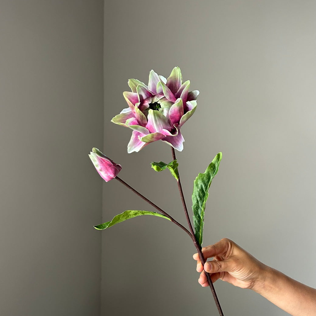 Fleur artificielle chic, tige unique avec 2 fleurs d'Artichaut et d'Ananas, 67 cm, pour mariage et décoration intérieure
