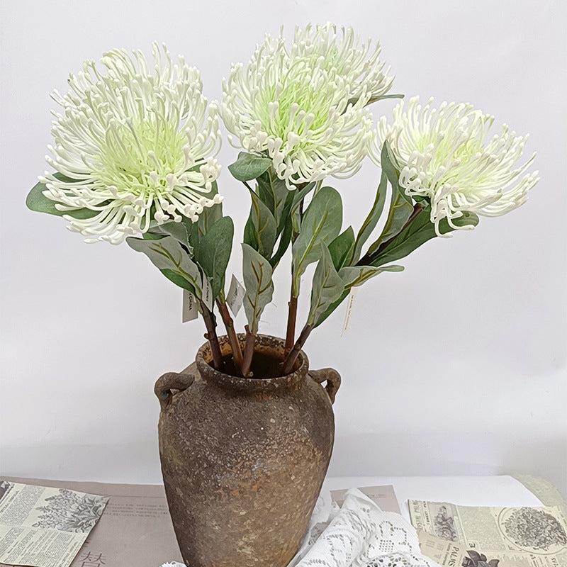 Fleur artificielle chrysanthème vert, tige unique de 58 cm, décoration intérieure style campagne