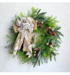 Couronne de Noël en pommes de pin et clochettes, décoration de porte campagne, 45 cm, style rustique élégant