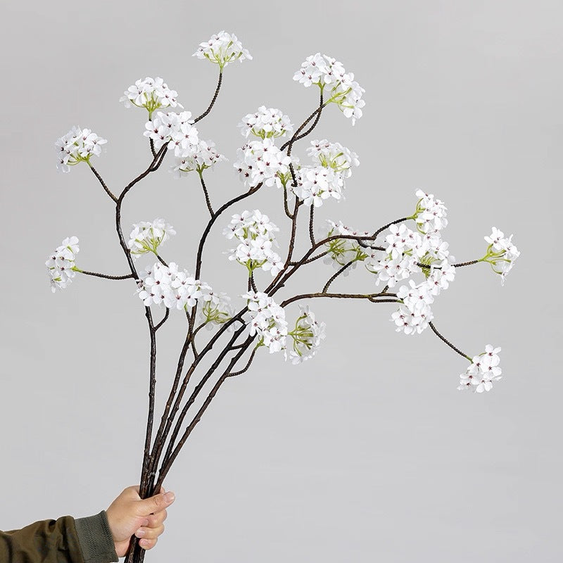 Bouquet artificiel de poirier en fleurs, 6 têtes, 92 cm, soie, décoration élégante pour mariage, terrasse, intérieur