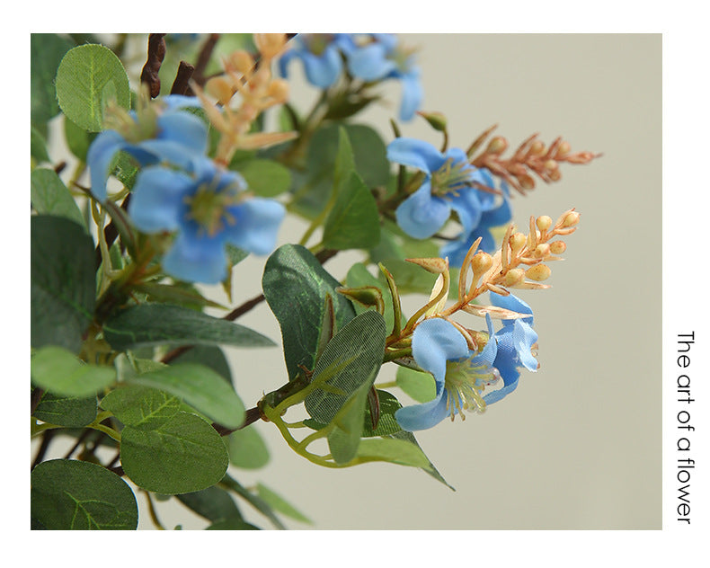 Fleur artificielle Clematis, tige unique avec 3 fleurs en tissu soyeux 52cm, décoration d'intérieur style champêtre