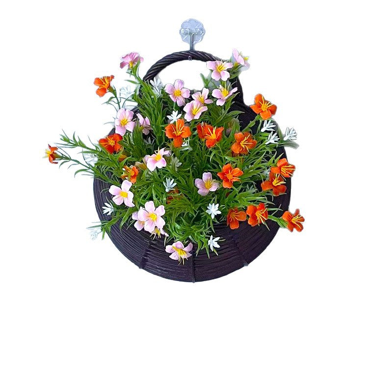 Panier mural nid d'oiseau avec fleurs artificielles en soie, décoration murale intérieure, 25 cm, style nordique, pour salon ou événements
