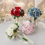 Bouquet de roses et gypsophile artificiel, 27,5 cm, idéal pour les mariages