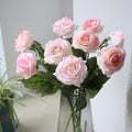 Bouquet de 10 roses en tissu soyeux, 43 cm, décoration intérieure et événements