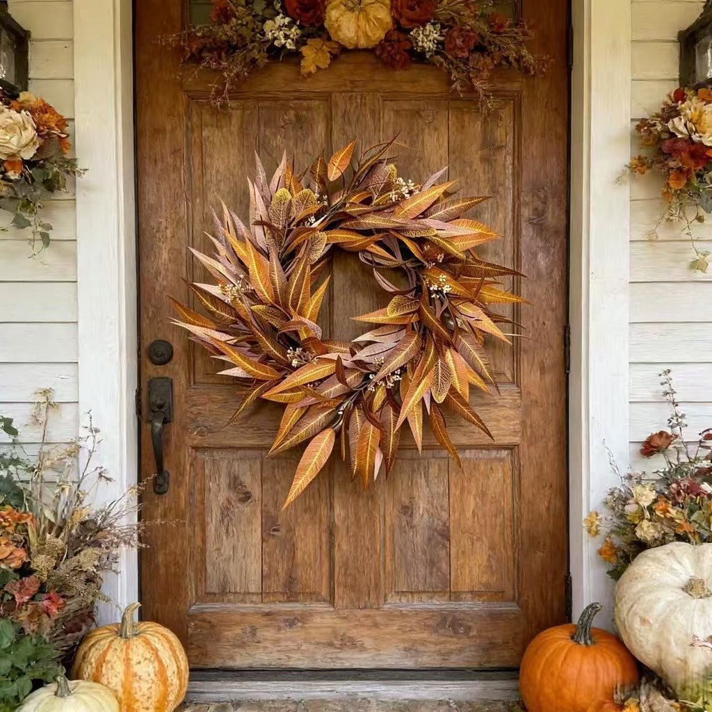 Couronne d'eucalyptus et baies d'automne, 45 cm, décoration murale ou porte, intérieur/extérieur
