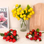 Bouquet de fraises artificielles 19 fruits, 28 cm, décoration intérieurs mariages cadeaux