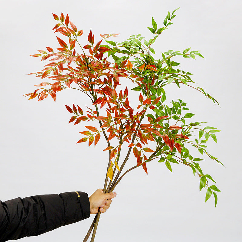 Branche de Nandina Simulée, 110 cm, Tissu Velours, Décoration Intérieure Élégante